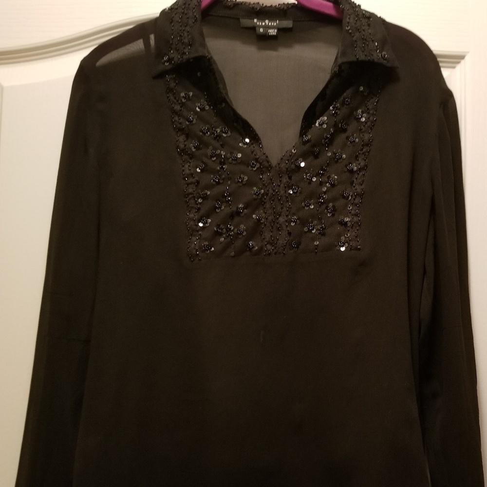 Med-Black Chiffon Sequin Top w/lining